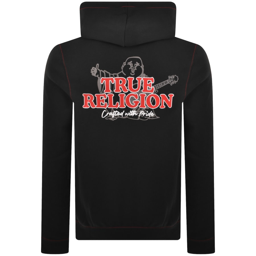 True Religion Contrast Zip Hoodie Jet Black | Mainline Menswear us